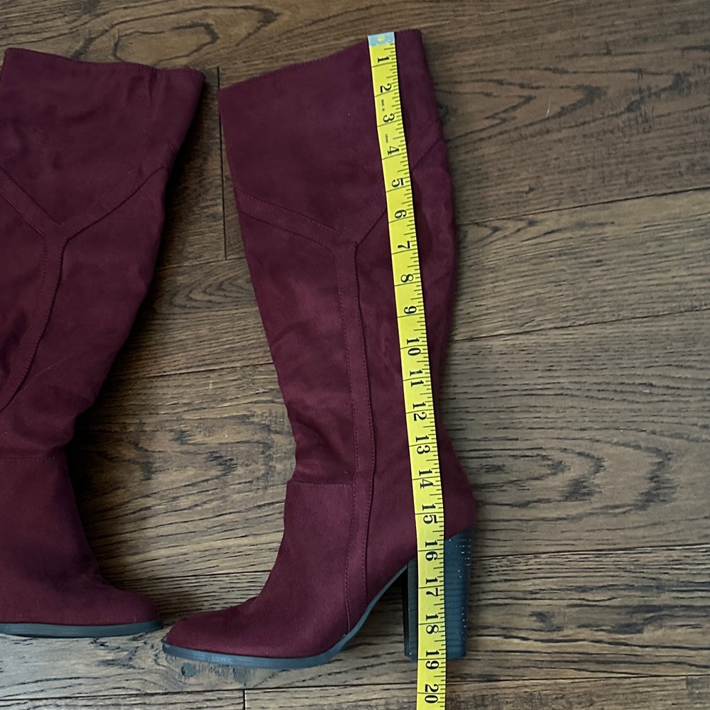 Elegant Burgundy Knee-High Boots - Picture 2 of 6